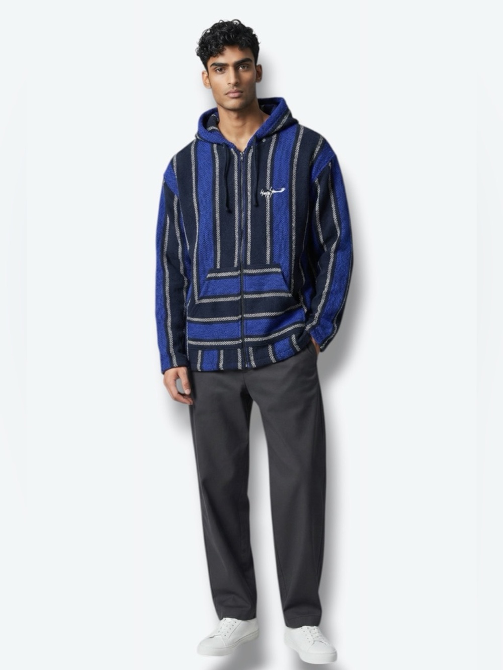 Supreme X Yohji Yammato Vintage Baja Stripe Zip-Up Hoodie (S)